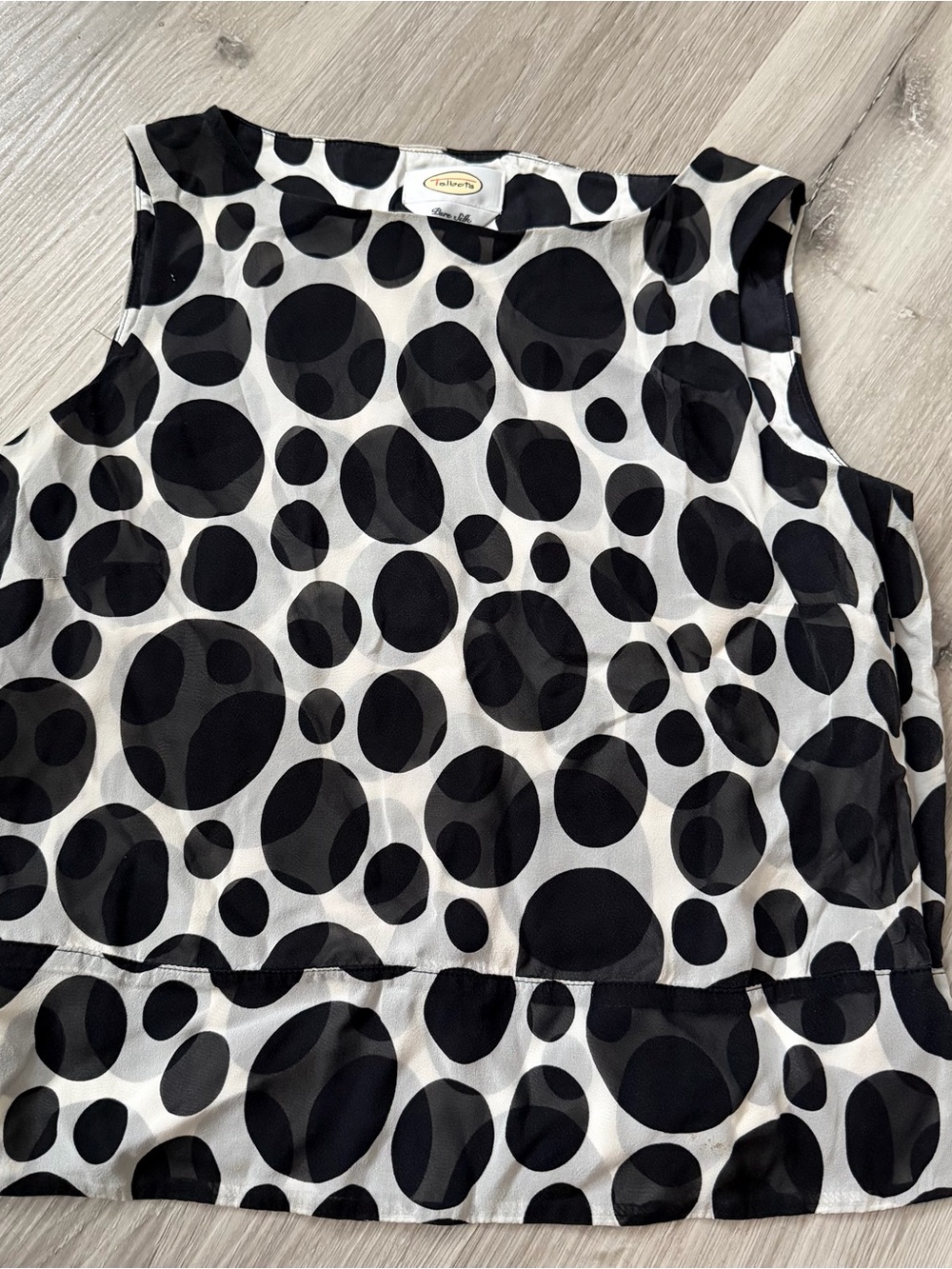 Silk Polka Dot Sleeveless Top in Black and White